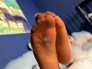 Goddess takes a bath in tan pantyhose and teases you with nylon feet 4/16