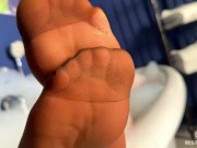 Goddess takes a bath in tan pantyhose and teases you with nylon feet 6/16
