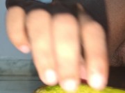 Putting a cucumber in the ass while jerking off with a condom 4/16