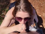 Hot MILF Celaena sucking cock out in public
