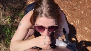 Hot MILF Celaena sucking cock out in public