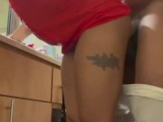 Petite Ebony Stripper Fucks Her BBC Roommate Before The Club. (Red Leather Dress Fuck) 12/16