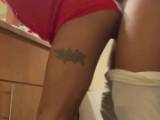 Petite Ebony Stripper Fucks Her BBC Roommate Before The Club. (Red Leather Dress Fuck) 6/16