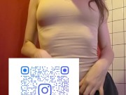 Charming girl takes off her bra from under her T-shirt 4/16