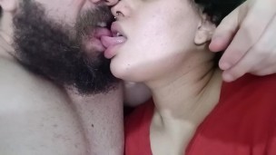 HOT AND EXCITED KISS, horny couple full of lust, kissing and moaning