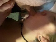 Thick blonde babe plays with her pussy while sucking my dick POV 15/16