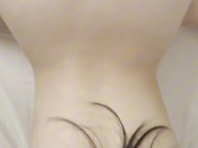 POV asian babe blowjob and crazy riding on bwc for a creampie 8/16