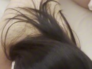 POV asian babe blowjob and crazy riding on bwc for a creampie 9/16