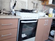 Amateur hairy brunette, big tits, sensual hairy woman in the kitchen. 13/16