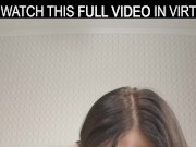 Beautiful brunette Alice Lee moans and has great fun with a big dildo in VR. 1/16