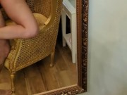 Extreme pleasure in front of a hotel mirror with all vibrating holes remotely controlled 14/16