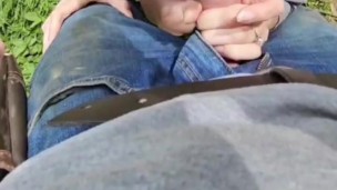 Outdoor blowjob cum swallowing