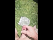 Pissing a huge piss in my rubber pants, followed by a long wank outdoors. 13/16