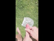 Pissing a huge piss in my rubber pants, followed by a long wank outdoors. 15/16