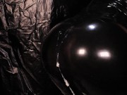 Cute Blond Girl gives Handjob in Latex Gloves and Dress till Cum on Ass 16/16