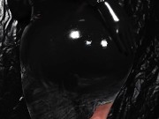 Cute Blond Girl makes herself ready in Latex Dress 3/16