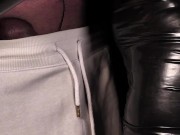 Cute Blond Girl shows her Shiny Tits in Tight Latex Dress 14/16