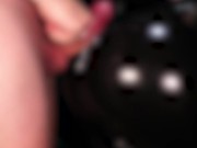 Cute Blond Girl gives Handjob in Shiny Latex Gloves and Dress till Cum on Ass 10/16