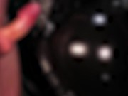 Cute Blond Girl gives Handjob in Shiny Latex Gloves and Dress till Cum on Ass 12/16