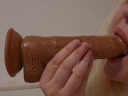 Licking my toy like it is your dick, wet and messy 😩 5/16