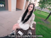 Pretty girl masturbates in a cafe and on the street. sucked in a public place - pinkloving 3/16