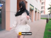 Pretty girl masturbates in a cafe and on the street. sucked in a public place - pinkloving 4/16