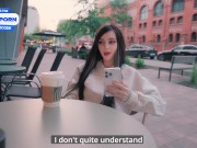 Pretty girl masturbates in a cafe and on the street. sucked in a public place - pinkloving 5/16