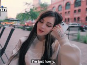 Pretty girl masturbates in a cafe and on the street. sucked in a public place - pinkloving 6/16