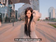 Pretty girl masturbates in a cafe and on the street. sucked in a public place - pinkloving 8/16