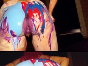 Stupid Slut Twerks & Shows Off Holes All Covered in Paint 10/16