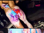 Stupid Slut Twerks & Shows Off Holes All Covered in Paint 9/16
