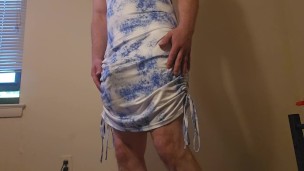 Jerking in Little Dress Denied Orgasm