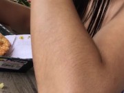 I make a hot video in a restaurant using a vibrator 8/16