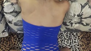 Slut in sexy blue dress