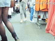 Flashing my hairy pussy under my tights 12/16