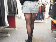 Flashing my hairy pussy under my tights 16/16