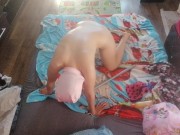 Sensual massage of a hot couple with oil on the body. 1/16