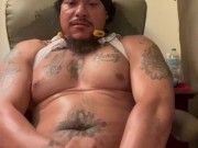 Hot Latino Thug Tatted Up Talking Dirty and Masturbating and Cums Hard On Table While On Phone 13/16