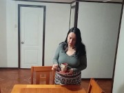 Stepmother caught by surprise while fucking on the dining room table 2/16