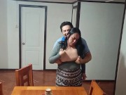 Stepmother caught by surprise while fucking on the dining room table 3/16