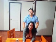 Stepmother caught by surprise while fucking on the dining room table 5/16