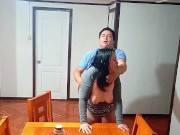 Stepmother caught by surprise while fucking on the dining room table 8/16