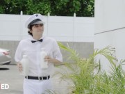 MILFED - Milk Man Ricky Spanish Pounds Paris The Muse's Pussy Until He Cums All Over The Floor