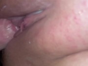 Slow motion pussy squirting and creaming on big white cock 1/16