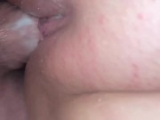 Slow motion pussy squirting and creaming on big white cock 7/16