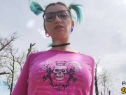 student with glasses loves sex on the street after college 6/16