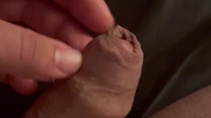 Playing with my uncut cock