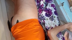 I caught my stepmom and stepsister having sex in the kitchen and cum with them