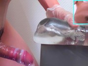 Transparent fleshlight, Condom, Huge cumshot 13/16