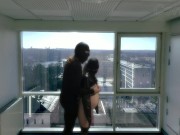 Pregnant amateur MILF in straitjacket fucked in public office building before work | Lily Corinth 1/16